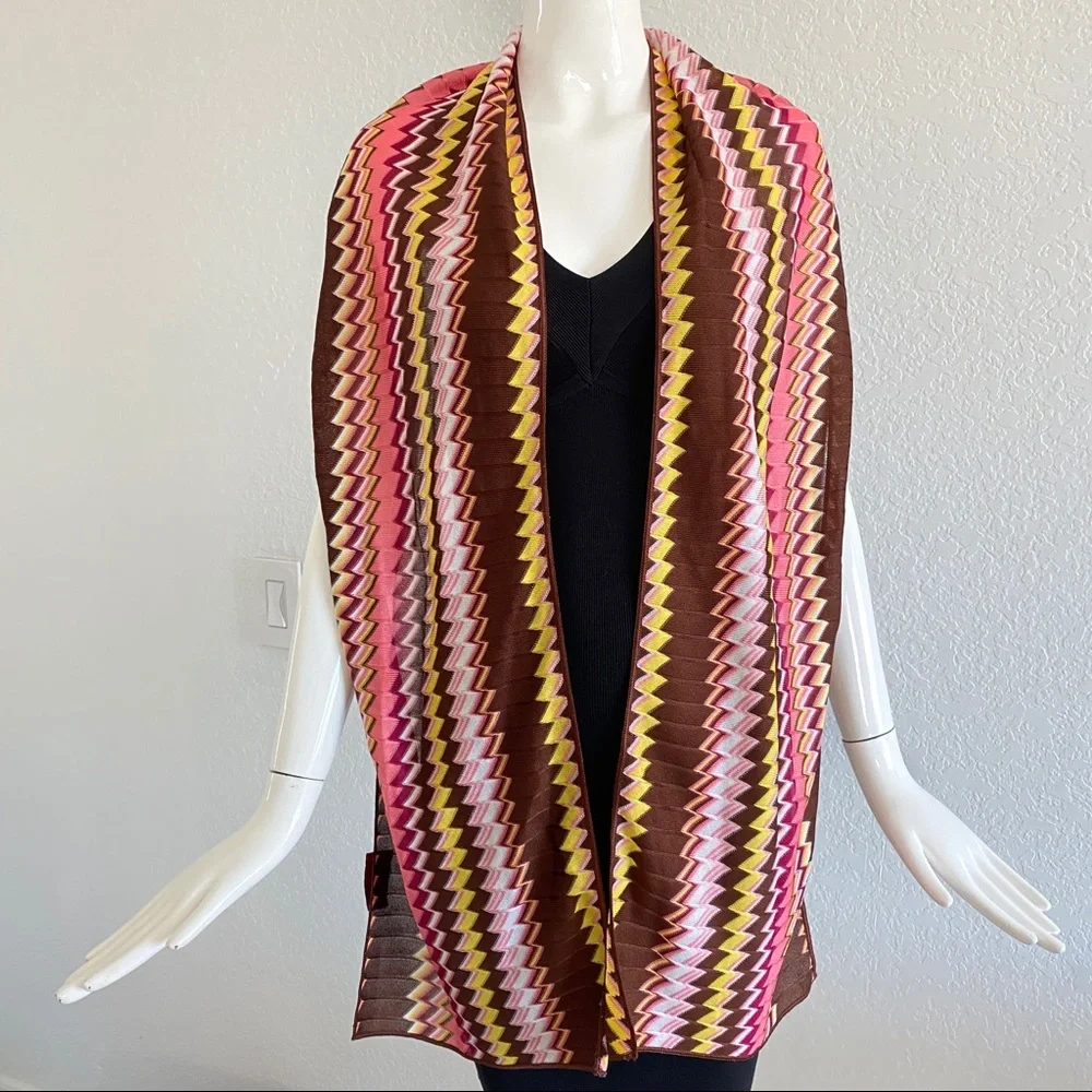 Missoni Brown pink yellow Zig-Zag Scarves